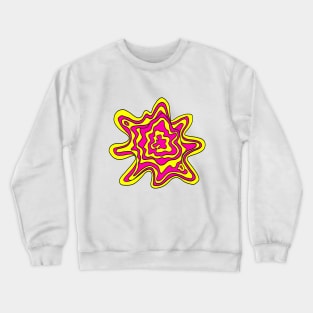 Trippy Topographic Wavy Contour Fluid Line Art Pink and Yellow Crewneck Sweatshirt